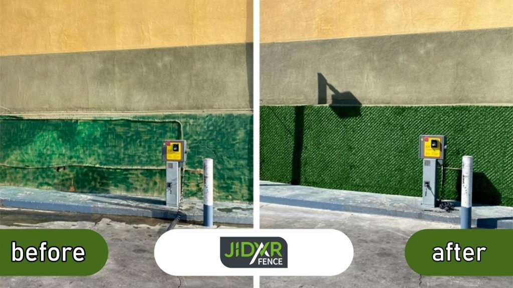 grass fence before-after