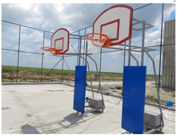 Basketball Hoop 4 Posts Wheeled, Weighted, Mobile Fiber Hoop
